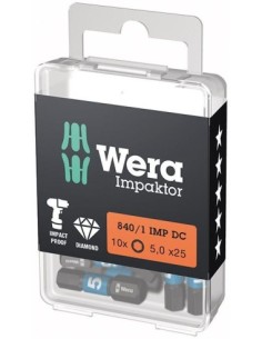 Punta Impaktor 1/4 DIN 3126 C6,3 hembra hexagonal 5x25mm Paquete 10 uds Wera