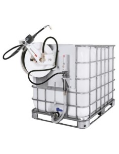 PAQUETE ESTACIONARIO DE BOMBA NEUMÁTICA PUMPMASTER 2 - 3:1 PARA ACEITE CON ENROLLADOR RM-12, MONTAJE LATERAL, IBC 1.000 L