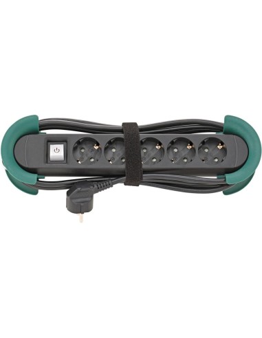 Regleta de 5 enchufes H05VV-F3G1,5 3m Bobinadory gancho FORTIS