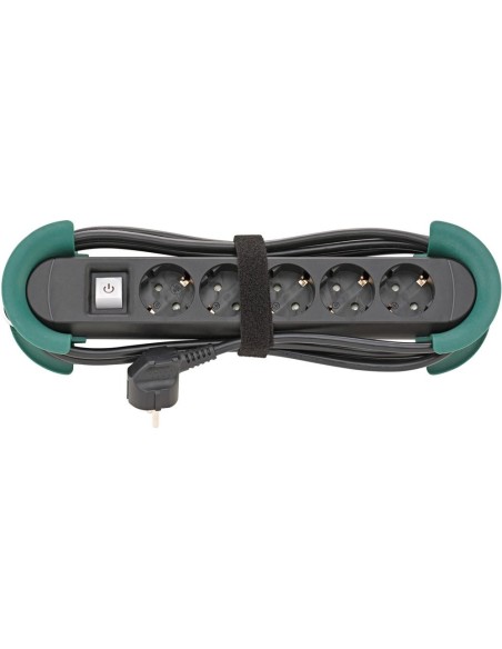 Regleta de 5 enchufes H05VV-F3G1,5 3m Bobinadory gancho FORTIS