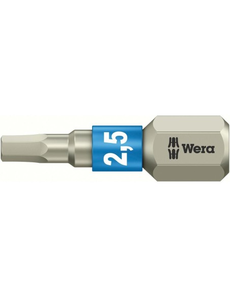 Punta inoxidable 1/4 DIN3126C6,3 hembra hexagonal 2,5x25mm Wera