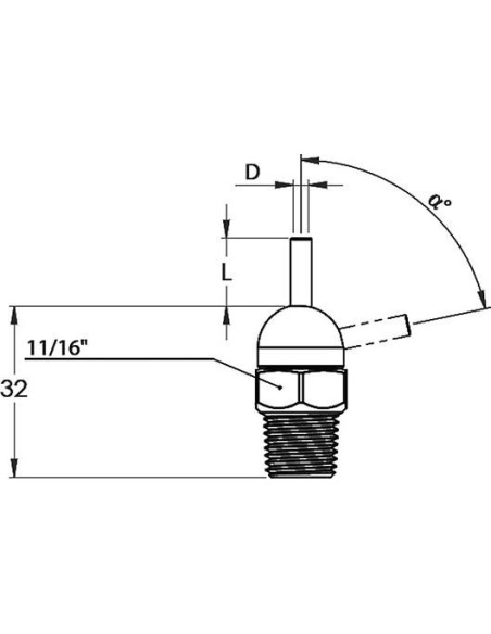 Tobera alta presión CD para tubo refrigerante 1/4 70bar Ø2,2x12,7mm gris LOC-LINE
