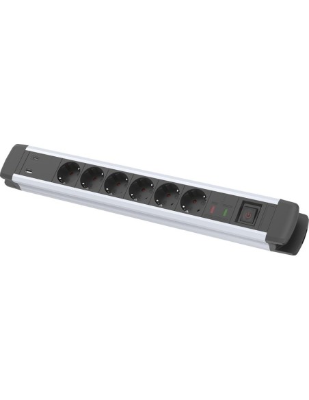 Regleta 6 tomas H05VV-F3G1,5 1,6m con USBFORTIS