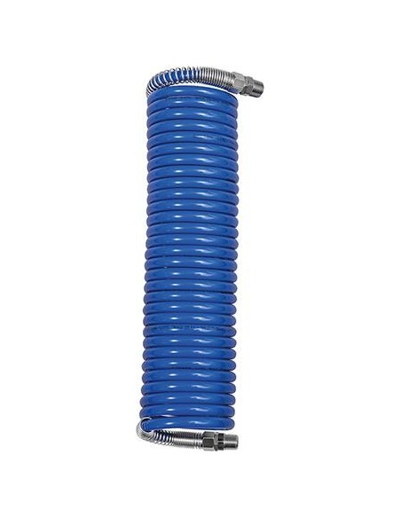 Manguera en espiral PA azul, union roscada y prot. dobl. RE R1/4 12x9mm, 5m RIEGLER