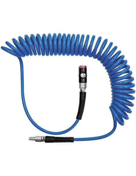Tubo en espiral PU azul, Acopla. de seguridad y Conec NW7,4 10x6,5mm 6m RIEGLER