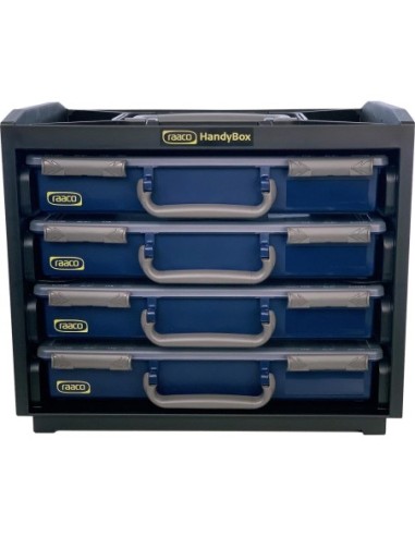 Armario htas portátil HandyBox plástico c/ 4 maletínes surtido azules raaco