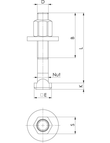 Tornillo p/ ranuras en T DIN787 M20x20x200mm completo