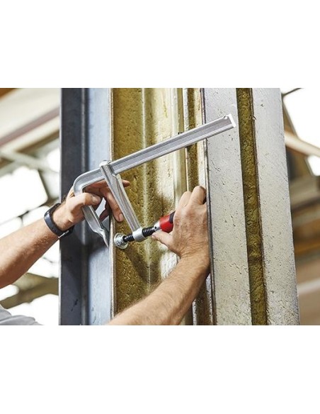 Sargento de acero integrocon mango 2 componentes 400x120mm Mango plegable Bessey