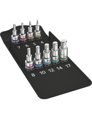 Kit llaves vaso 1/2 9 piezas Hex con soporte Wera