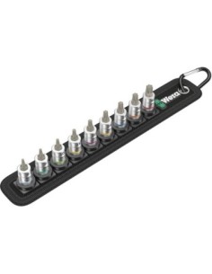 Jgo puntas destornilladorcon función retención 1/4 Torx 9 pzas Wera