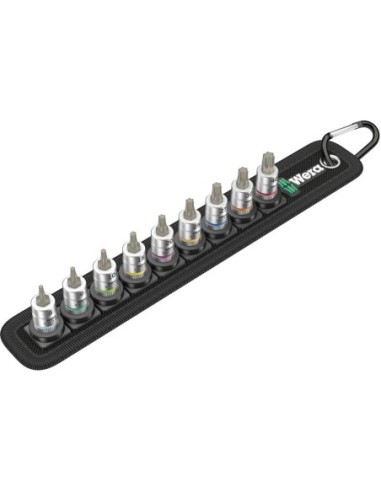 Jgo puntas destornilladorcon función retención 1/4 Torx 9 pzas Wera