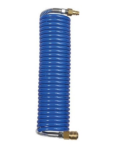 Manguera en espiral PA azul con acoplamiento y conector AN7,2 8x6mm, 5m RIEGLER