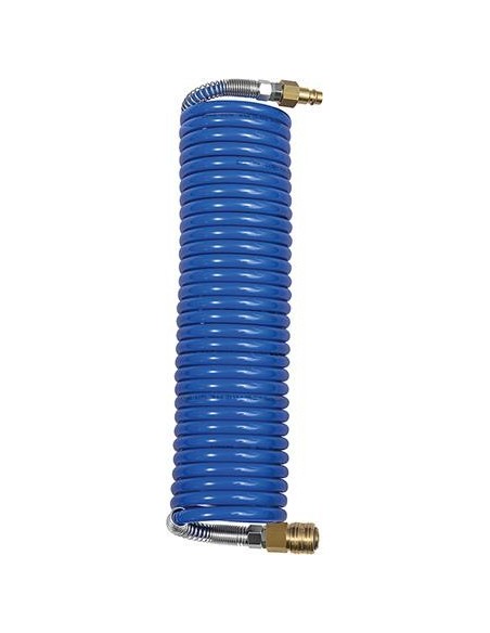 Manguera en espiral PA azul con acoplamiento y conector AN7,2 8x6mm, 7,5m RIEGLER