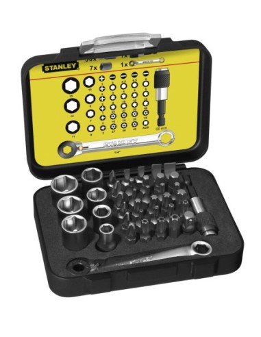 Juego puntas + vasos 1/4 + llave con sistema carraca 40 piezas