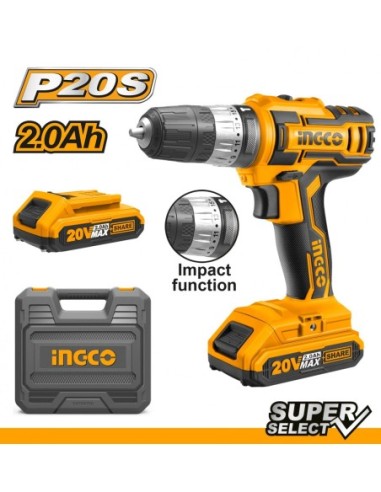 INGCO CIDLI200215 TALADRO ATORNILLADOR PERCUTOR LITIO ION 20V