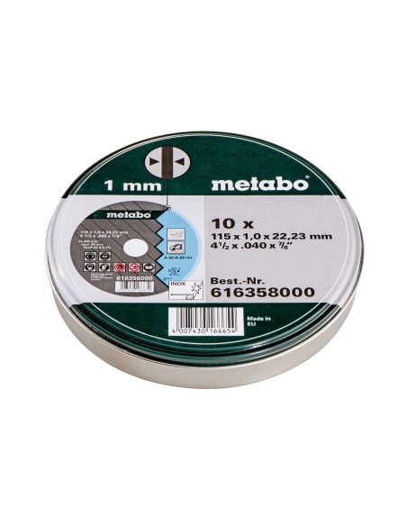 10 discos de cortar SP 115x1,0x22,23 Inox, TF 41 (616358000)