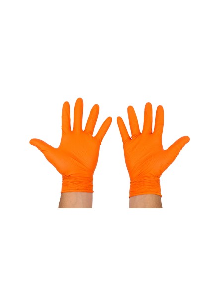 GUANTES NITRILO NARANJA DIAMOND 7.0MIL T.M - 100PZS