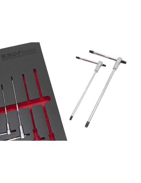 KIT 9PZS LLAVES EN T CON TRES EXTREMIDADES MACHO TORX T10-T50