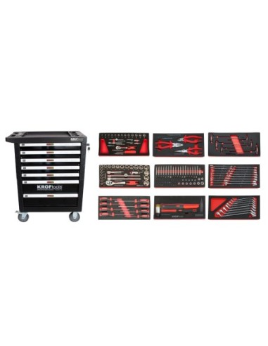 CARRO HERRAMIENTAS 7 CAJONES 174 pcs NEGRO