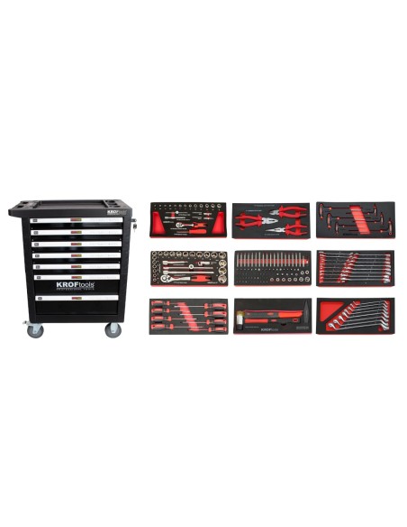 CARRO HERRAMIENTAS 7 CAJONES 174 pcs NEGRO
