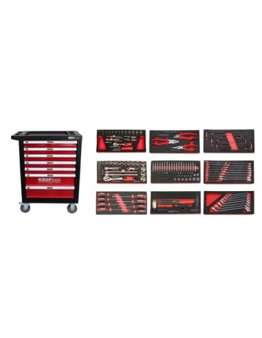 CARRO HERRAMIENTAS 7 CAJONES 174 pcs ROJO