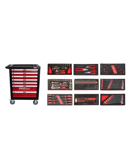 CARRO HERRAMIENTAS 7 CAJONES 174 pcs ROJO