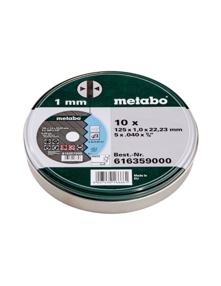 10 discos de cortar SP 125x1,0x22,23 Inox, TF 41 (616359000)