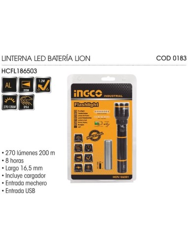 LINTERNA LED 5W 270 LUM BATERIA