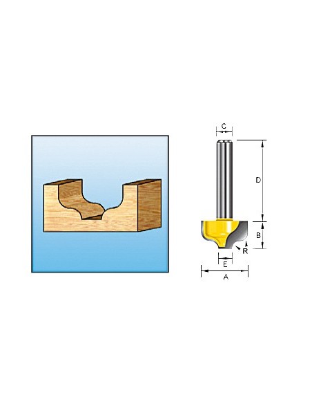 Makita D-09357 Fresa para redondeado sin rodamiento 4R