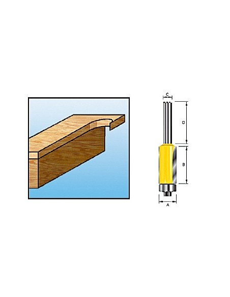 Makita D-09472 Fresa para paneles con rodamiento 6mm