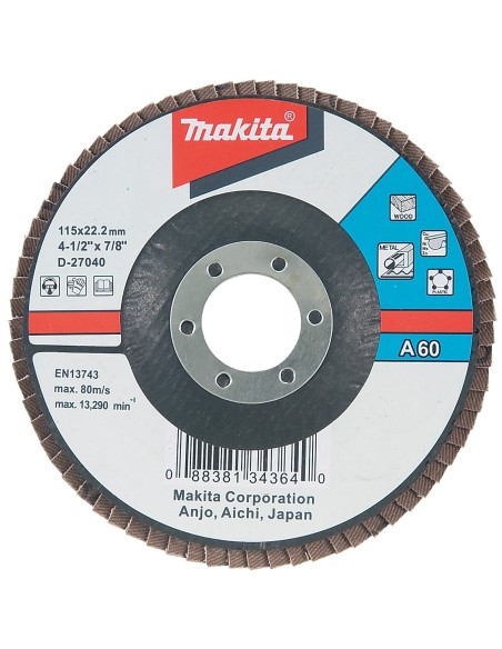 Makita D-27040 Disco de láminas de óxido de aluminio 115mm G60