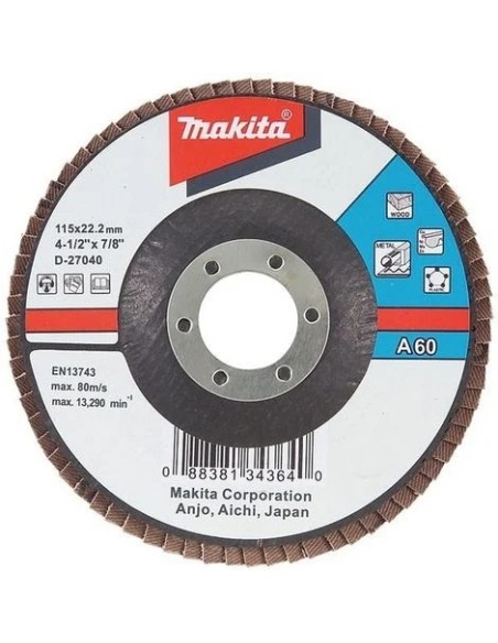 Makita D-27143 Disco de láminas de óxido de aluminio 180mm G60