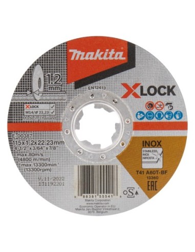Makita E-00387 Disco de corte fino acero inox. X-LOCK 115 mm