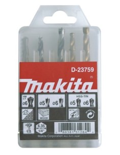 Makita D-23759 Estuche de brocas para madera, metal y ladrillo 1/4