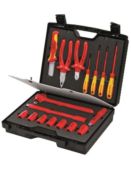 Maleta de herramientas compacta 17 piezas con herramientas aisladas para trabajar en instalaciones eléctricas KNIPEX 98 99 11