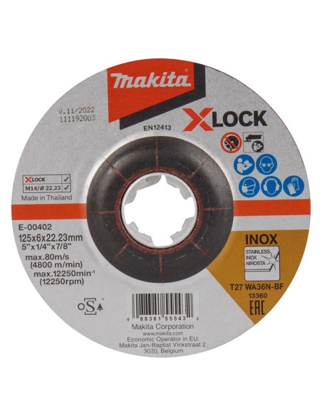 Makita E-00402 Disco de desbarbe acero inox. X-LOCK 125 mm