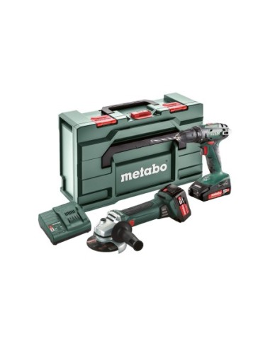 PACK TALADRO ATORNILLADOR BS 18 + AMOLADORA 125MM W 18 LTX + 2 BATERIAS 18V + CARGADOR + MALETIN METABO 685082000