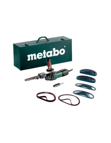 PACK LIJADORA BANDA 950W + MALETIN DE ACERO+ CINTAS METABO 602244500 BFE 9-20