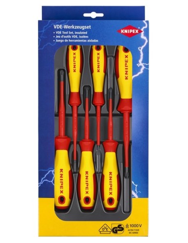 paquete de destornilladores VDE tornillo plano / Phillips / Pozidriv (cartulina autoservicio/blíster) KNIPEX 00 20 12 V04