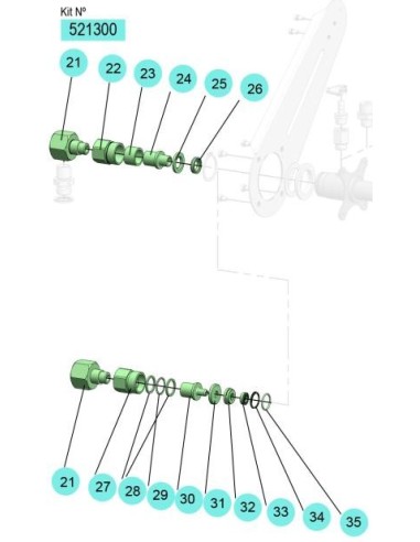 521300, KIT CONJUNTO RÓTULA + TOPE MANGUERA
