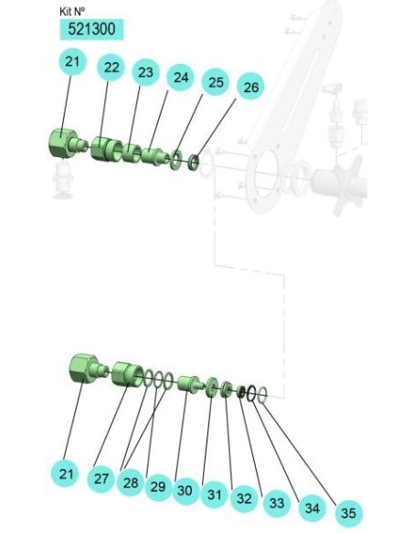521300, KIT CONJUNTO RÓTULA + TOPE MANGUERA
