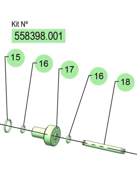 558398.001, KIT EJE DF-100 (C/J/E) PARA MODELO NBR