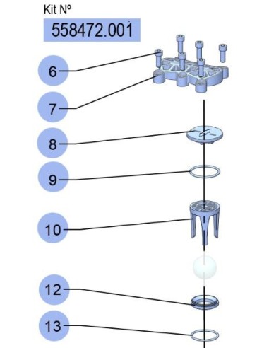 558472.001, KIT ASIENTOS DF-100 (A/J/J) (INOX/NBR/ACET.)