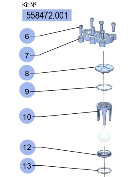 558472.001, KIT ASIENTOS DF-100 (A/J/J) (INOX/NBR/ACET.)