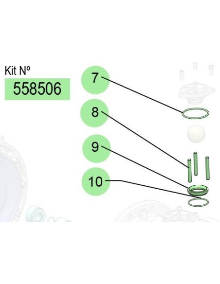 558506, KIT ASIENTOS DF-250 (ASIENTOS/JUNTAS/GUÍAS) (A.CIN/NBR/SS)