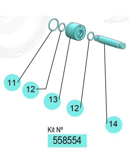 558554, KIT EJE DP-200 (C/J/E) (POM/NBR/SS)