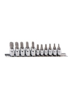 JUEGO 11 LLAVES VASO 1/4 - 3/8 TORX