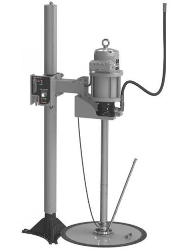 PAQUETE DE BOMBA NEUMÁTICA PUMPMASTER 60 - 80:1 PARA GRASA CON ELEVADOR NEUMÁTICO E INDUCTOR POR GRAVEDAD, BIDÓN 185 KG