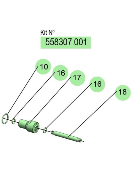 558307.001, KIT EJE DF-50 (C/J/E) (PTFE/VITON/INOX)
