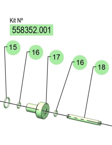 558352.001, KIT EJE DF-100 (C/J/E) (PTFE C./NBR/INOX)